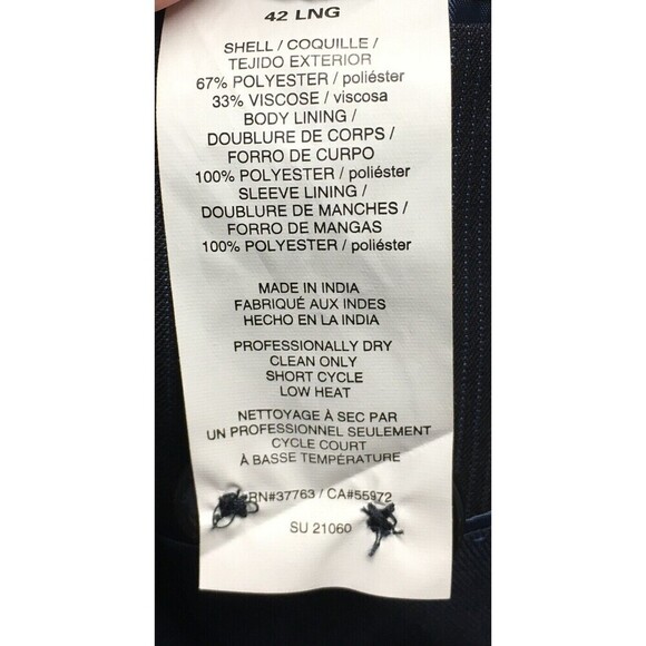 Savane Suit Jacket Men's Size 42 Long Black Blue Pinstripes Travel Intelligence - Picture 8 of 9